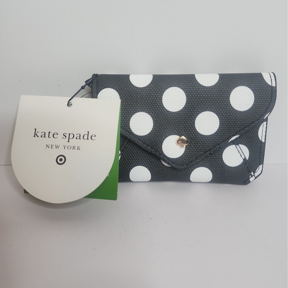 Kate Spade x Target Black/White Polka Dot Envelope Card Case Coin Purse Wallet